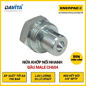 CH604 Nửa khớp nối nhanh đường dầu thủy lực áp tối đa 700bar, 1 đầu Đực (Male half) để nối với CR400, 1 đầu ren trong 3/8" NPTF Female