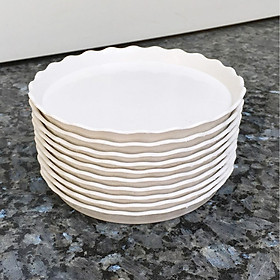 Bộ 10 đĩa lót chậu hoa màu trắng đường kính 15cm
