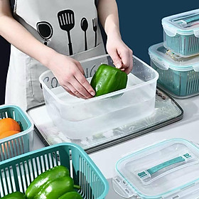 SÉT 5 HỘP ĐỰNG ĐỒ TỦ LẠNH ĐA NĂNG 2 LỚP CAO CẤP CÓ NẮP ĐẠY ĐỰNG THỰC PHẨM