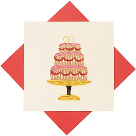 THIỆP HANDMADE – THIỆP BÁNH KEM ĐÁM CƯỚI GIẤY XOẮN 3D – THIỆP THỦ CÔNG NGHỆ THUẬT TẶNG KÈM KHUNG TRANH GIẤY TRANG TRÍ ĐỂ BÀN HOẶC TREO TƯỜNG – THIỆP TẶNG ĐÁM CƯỚI, KỶ NIỆM ĐÁM CƯỚI, TÌNH YÊU......