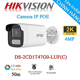 Mua Camera IP Hikvision DS-2CD1T47G0-LUF 4MP dòng ColorVu có màu và mic thu âm - hàng chính hãng