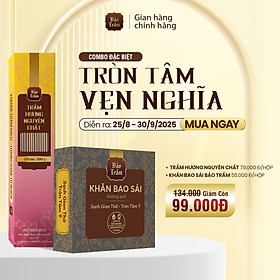 Mua Combo Tròn Tâm Vẹn Nghĩa – Khăn Bao Sái Bảo Trầm + Nhang Trầm Nguyên Chất 180g | Thanh Tịnh  An Toàn