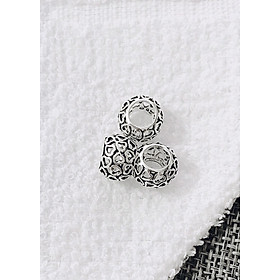 Combo 2 cái charm bạc hình tròn họa tiết hình trái tim - Ngọc Quý Gemstones