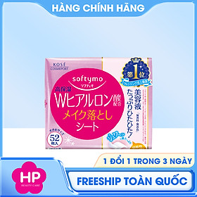 Khăn Giấy Tẩy Trang Dưỡng Mịn Da Kose Softymo Makeup Remover Sheet H (Hyaluronic Acid) (52 Tờ/Gói)