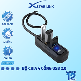 Bộ chia 4 cổng USB 2.0 Vention VAS-J43 (50cm - 1m) - Hàng chính hãng