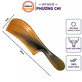 Lược sừng chuôi trơn dài 20cm màu trắng nưa, lược chải tóc gỡ rối massage đầu | Mỹ Nghệ Phương Chi