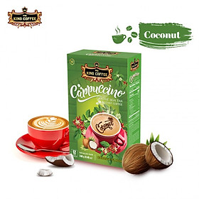 Cà Phê Hòa Tan Cappuccino Vị Dừa KING COFFEE - Hộp 12 gói x 20g