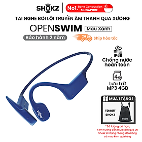 Tai Nghe Thể Thao Bơi Lội SHOKZ OPENSWIM - Truyền âm thanh qua xương Chống nước IP68 - Dung lượng lưu trữ 4GB cho 1200 bài hát - Hàng Chính Hãng