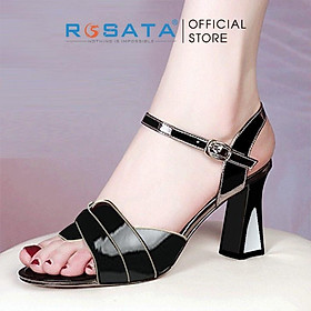 Giày sandal cao gót nữ ROSATA RO442 xỏ ngón mũi tròn quai hậu cài dây mảnh gót cao 7cm xuất xứ Việt Nam - Kem