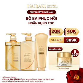 Bộ Ba Chăm Sóc Tóc TSUBAKI Phục Hồi Ngăn Rụng Tóc Gội Xả (490ml/chai) + Kem Xả 180g