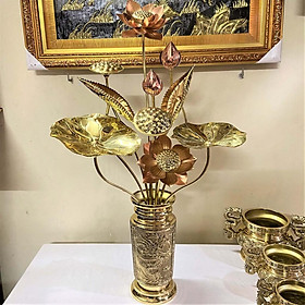 Mua Hoa Sen Thờ Cúng Bằng Đồng cao 70cm  Lọ Hoa Đồng cao 26cm
