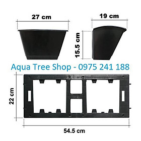 Mua Bộ chậu trồng cây  trồng rau  trồng hoa trên tường cỡ lớn màu đen (1 đế + 2 chậu trồng)