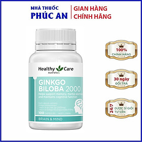 Viên uống bổ não, tăng cường trí nhớ Healthy Care Ginkgo Biloba 2000mg 100