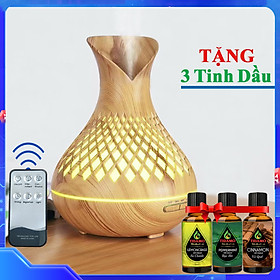 Máy Xông Tinh Dầu Tặng 3 Tinh Dầu Sả Chanh  Bạc Hà  Quế. Máy Khuếch Tán Tinh Dầu Có Remote Điều Khiển Từ Xa Chuyên Dụng Xông Tinh Dầu Cho Phòng Lớn - Tul