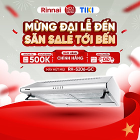 Máy hút mùi Rinnai RH-S206-GC than hoạt tính và ống thoát 250W - Hàng chính hãng.