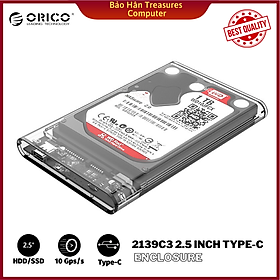 Hộp Đựng Ổ Cứng Di Động HDD Box 2.5 ORICO 2139C3-G2 USB3.1 Gen2 Type-C/2.5 Nhựa Trong Suốt - Hàng Chính Hãng