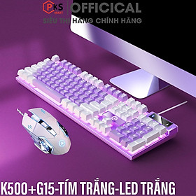 Mua Bàn Phím Giả Cơ K500 Và Chuột G15 YINOIAO LED RGB Xuyên Chữ Nhiều Màu Trắng Đen Hồng Xanh Tím Xám