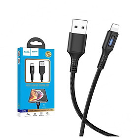 cáp sạc tự ngắt điện hoco u79 khi đầy iphone ipad 2.4a dài 1.2m - dây sạc lightning nhanh bọc dù có đèn led - hàng chính hãng