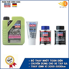 Bộ 4 sản phẩm thay nhớt định kì toàn diện cho xe tay ga Liqui Moly LQN-CB1 - Dùng cho các dòng xe SH, SH Mode, Airblade, Vision, Lead, Click, Vario, Grande, NVX, Freego, Latte, Janus