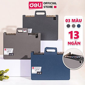 Túi đựng tài liệu Hộp đựng tài liệu A4 mở rộng 13 ngăn Deli - Cặp đựng tài liệu lưu trữ giấy tờ đa năng văn phòng - P62