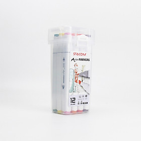 Bút lông màu Marker 2 đầu cao cấp Stacom12/24/36/48 màu
