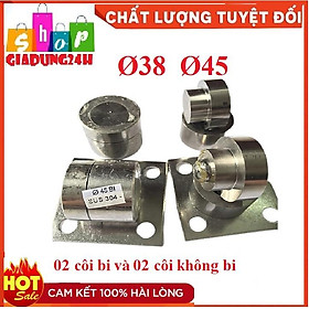 {Inox 304 Ø38,Ø45}Bộ bản lề cối xoay 360º siêu chịu tải - Inox Ø38,Ø45 - Dùng cho cửa 2 cánh-Giadung24h