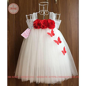  Váy tutu cho bé ️️ Váy tutu trắng hoa hồng đỏ + bướm