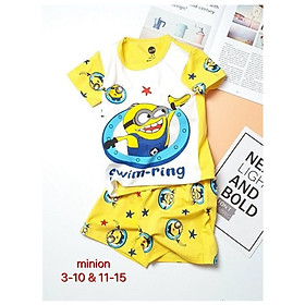 Đồ bộ bé trai hình minion từ 10-39kg. Chất thun cotton 4 chiều - Kiến Lửa