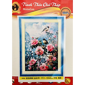 Mua Tranh thêu kín chữ thập Đôi chim liền cành 6466  kích thước 50 x 68 cm