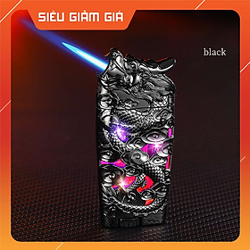 Vỏ Hột Quẹt Bật Lửa Gas D039 Lộ Thiên Ốp Họa Tiết Rồng Nổi Độc Đáo Có Đèn Led Cực Kỳ Nổi Bật-Nhiều Màu