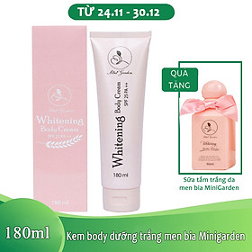[ TẶNG SỮA TẮM 60ML] Kem body dưỡng trắng da toàn thân men bia MiniGarden Whitening Body Cream SPF 25 PA ++ 180ml thấm nhanh, không bết dính