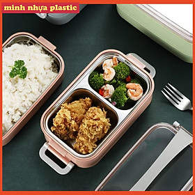 Mua Bộ Hộp Cơm Giữ Nhiệt 2 Lớp 2 Tầng 2 Ngăn INOX304 Thiết Kế Hiện Đại (màu ngẫu nhiên)-tặng bộ chổi vệ sinh mini có hít từ