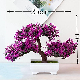 Hình ảnh CÂY GIẢ BONSAI HOA RỰC RỠ kèm chậu - Chậu cây Phú Quý Cát Tường trang trí, để bàn - Hoa giả may mắn tài lộc