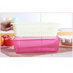 Mua Set rổ chậu kèm nắp đậy trong suốt nhựa cao cấp - Đựng hoa quả  úp cốc đựng rổ rau sống sang trọng KT: 34.5x25.1x15 cm