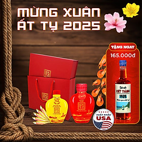 Đặc Sản Phan Thiết - Set 1 Giỏ Quà Đậm Đà Tình Thân Nước Mắm Tôm Biển Bình Gốm Đỏ 60N Và Cá Cơm Ruột Đỏ Bình Gốm Vàng 60N