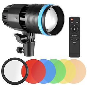50W Compact Focusing Video Light COB Spotlight Photography Continuous Light 5500K Dimmable CRI90+ Built-in Magnifying Lens with Remote Control 5pcs Color Filters for Portrait Wedding Fashion Product Photography