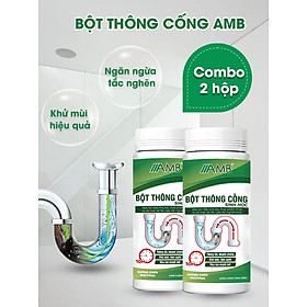 Combo 2 lọ bột thông cống AMB, bột thông bồn cầu, bồn rửa bát, tắc cống siêu mạnh, hiệu quả an toàn