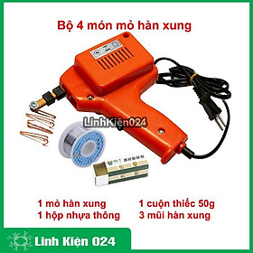 Bộ 4 Món Mỏ Hàn Xung 220V 100W và Phụ Kiện ( 01 Cuộn Thiếc 50G, 01 Túi Nhựa Thông, 03 Mũi Hàn Xung )