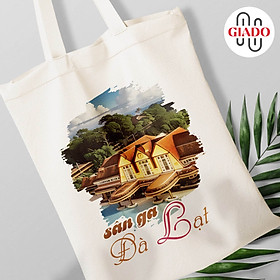 Túi canvas GIADO, túi vải bố, túi tote mẫu Đà Lạt sân ga