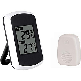 Nhiệt kế bên ngoài bên trong/không dây, truyền lên tới 100 mét, đo chính xác, màn hình LCD kỹ thuật số ánh sáng cho Home Office