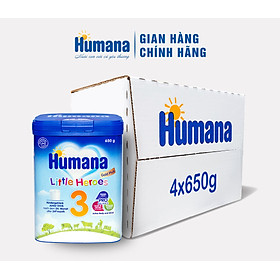 Combo 1 thùng 4 hộp Sữa bột Humana gold plus 3 650g