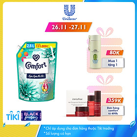 Nước Xả Làm Mềm Vải Comfort Chăm Sóc Chuyên Sâu Ngăn Ngừa Mùi Hôi Hương Tươi Mát túi 2.8L