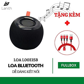 Loa Bluetooth Mini LANITH E15 - L00E15B - Loa Không Dây Pin Trâu Kèm Đài Radio FM - Hỗ Trợ Thẻ Nhớ, USB, Cổng 3.5 - Âm Thanh Siêu Trầm, Bass Chuẩn - Chống Thấm Nước - Hàng Nhập Khẩu - Tặng Kèm Cáp Sạc 3 Đầu