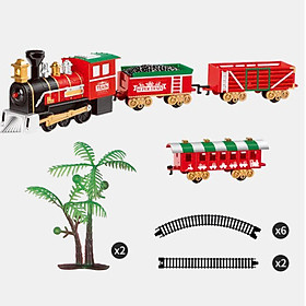 Christmas Electric Train Set with Accessory Puzzle Toys for Children Holiday Gifts