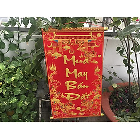 Liễn trang trí tết in chữ Việt Nam làm từ vải nhung