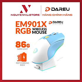 Mua Chuột Gaming không dây DAREU EM901X RGB Blue White - SUPERLIGHT  FAST CHARING DOCK - Hàng Chính Hãng