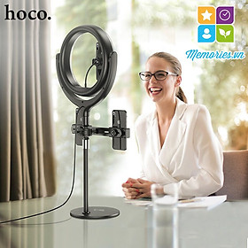 Mua Bộ đèn tròn Livestream Hoco LV01 + kèm 3 kẹp điện thoại 4 7-6 5 inch  chân đế - Hàng chính hãng  chất lượng cao