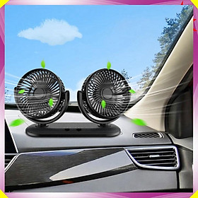 Mua Bộ Quạt Máy Đôi Mini xoay 360 độ  sử dụng trên ô tô và bàn làm việc DC201 - Công suất: 12W
