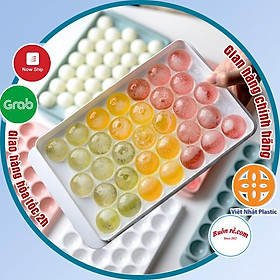 Khay đá bi tròn tủ lạnh 33 viên có nắp đậy Việt Nhật ,  Khuôn làm thạch hoa quả hình bi tròn ngộ nghĩnh -br01349
