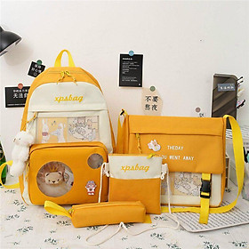 Set 4 món balo combo ulzzang đi học sinh sinh viên laptop - Sư Tử